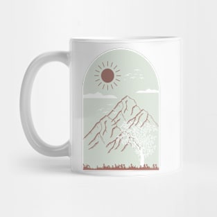 Boho  Baby blue Neutral Minimalist Landscape Nature Mounted Print Mug